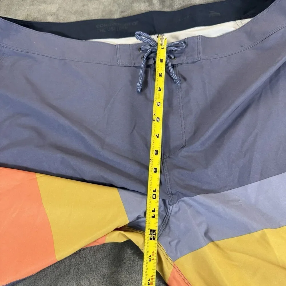 Patagonia 44 Hydropeak Board Shorts Striped Swim Trunks Point Current Blue NWOT